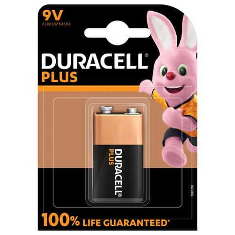 Batterie alcaline Duracell Plus100 Transistor 9V - MN1604 - blister da 1 - DU0503